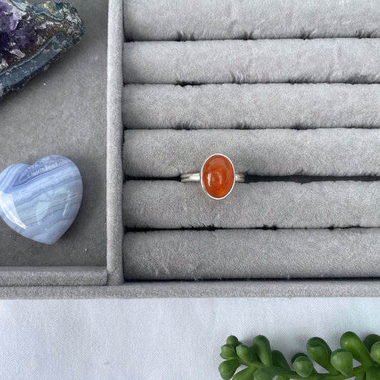 Carnelian Oval Sterling Silver Ring | R | 8.75 | 58.9mm