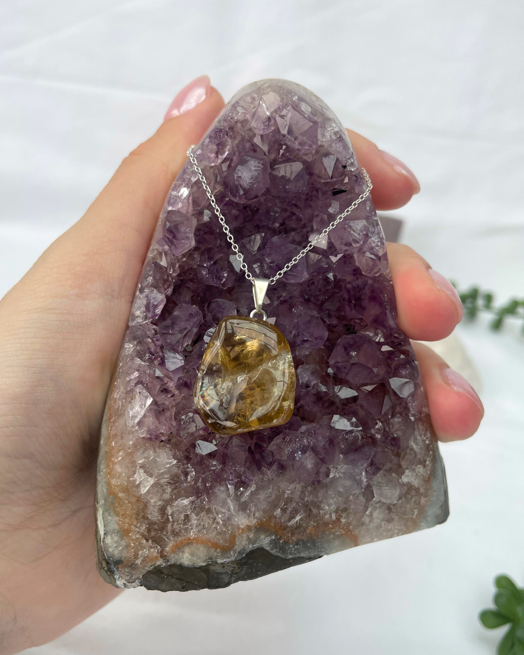 Natural Citrine Necklace | Sterling Silver Pendant + 18 Inch Sterling Silver Chain
