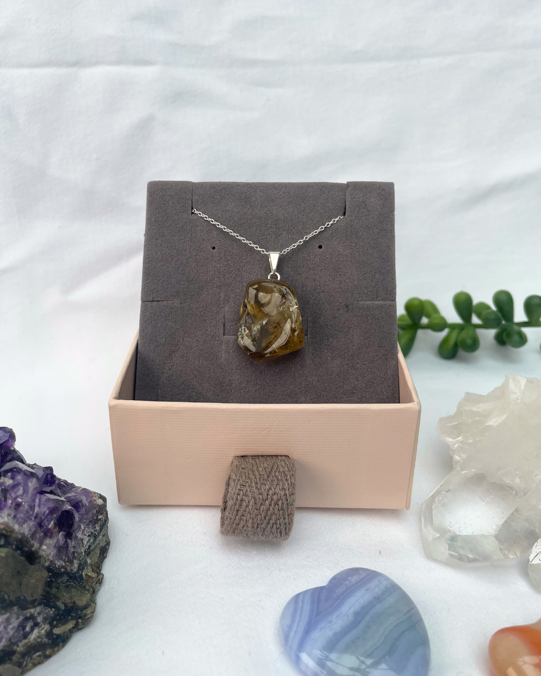 Natural Citrine Necklace | Sterling Silver Pendant + 18 Inch Sterling Silver Chain