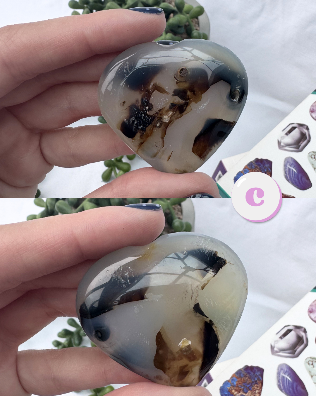 Dendritic Agate Hearts