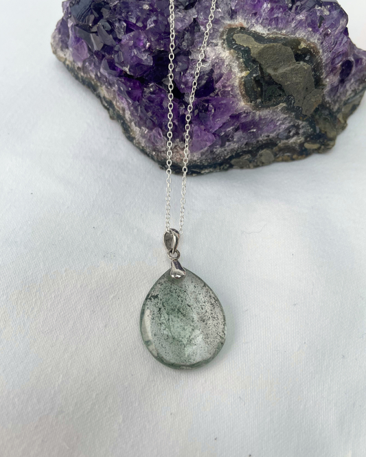 Garden Quartz Necklace | Sterling Silver Pendant + 18 Inch Sterling Silver Chain
