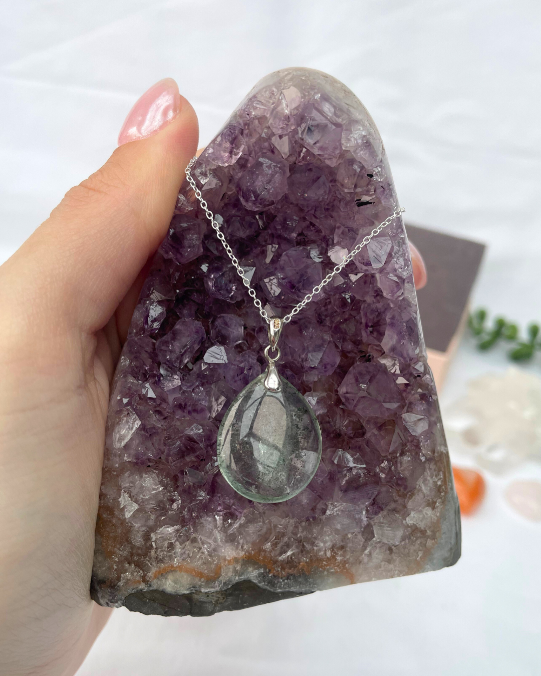 Garden Quartz Necklace | Sterling Silver Pendant + 18 Inch Sterling Silver Chain