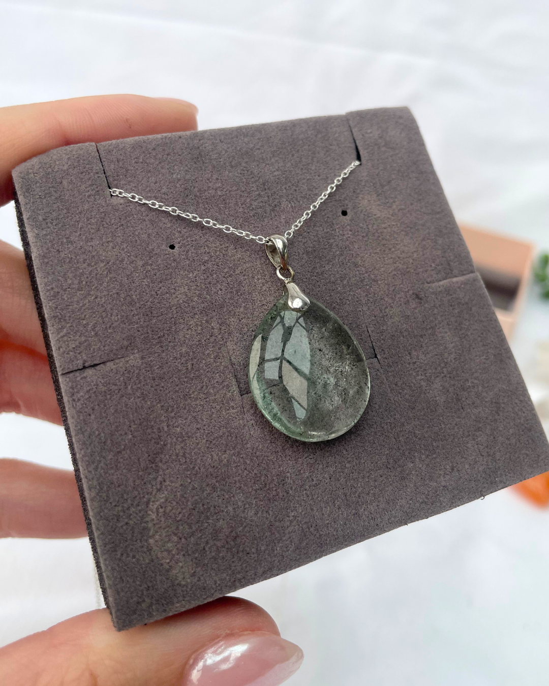 Garden Quartz Necklace | Sterling Silver Pendant + 18 Inch Sterling Silver Chain
