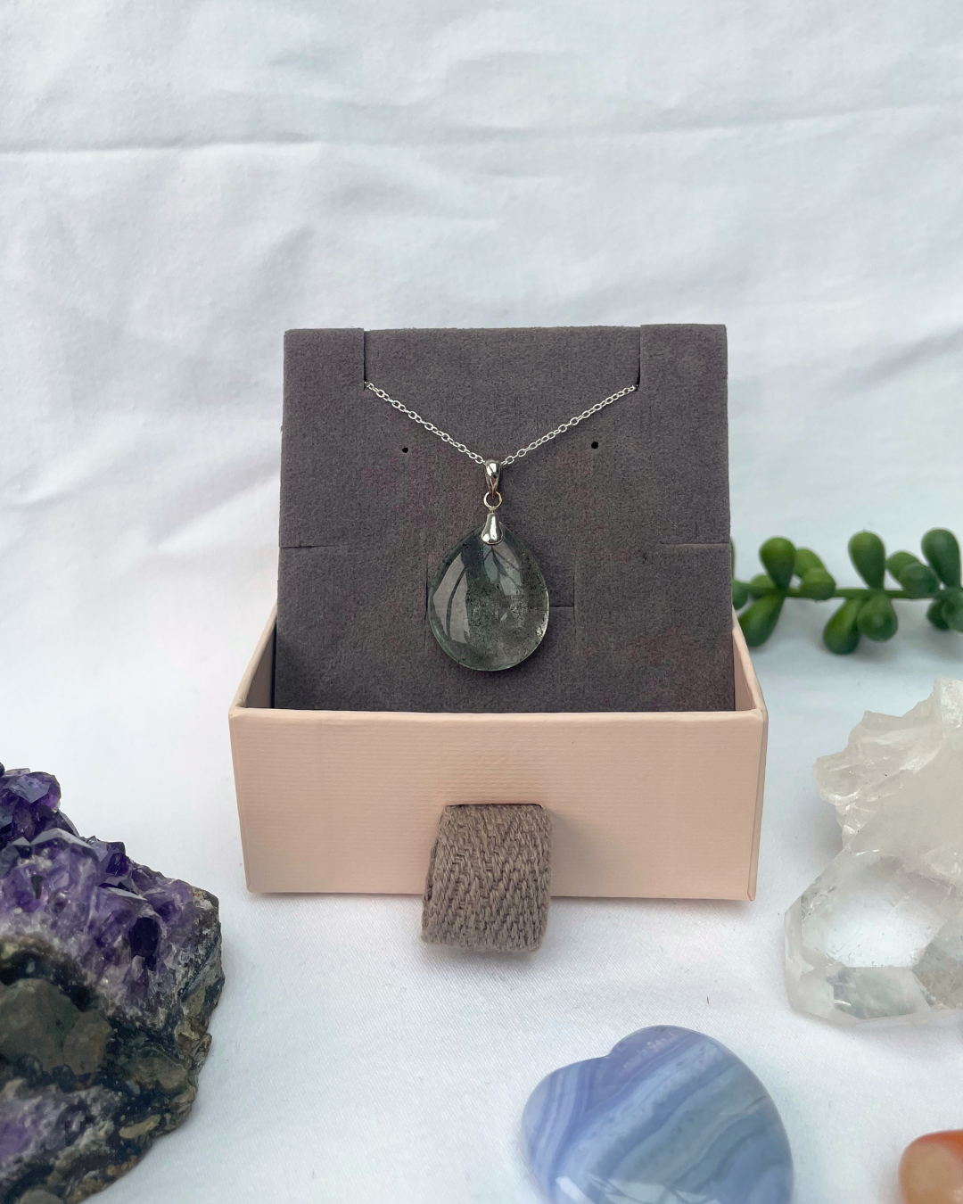 Garden Quartz Necklace | Sterling Silver Pendant + 18 Inch Sterling Silver Chain