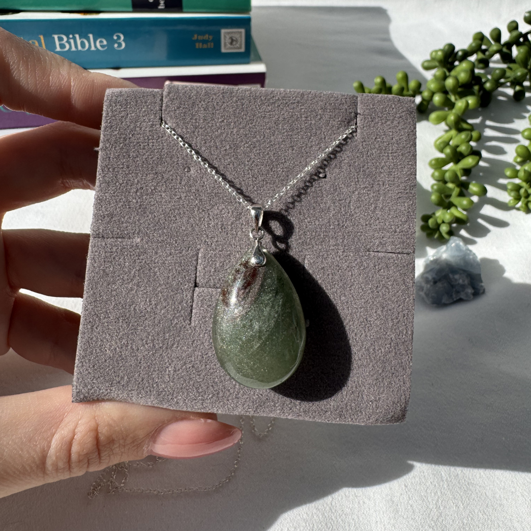 Garden Quartz Teardrop Sterling Silver Necklace