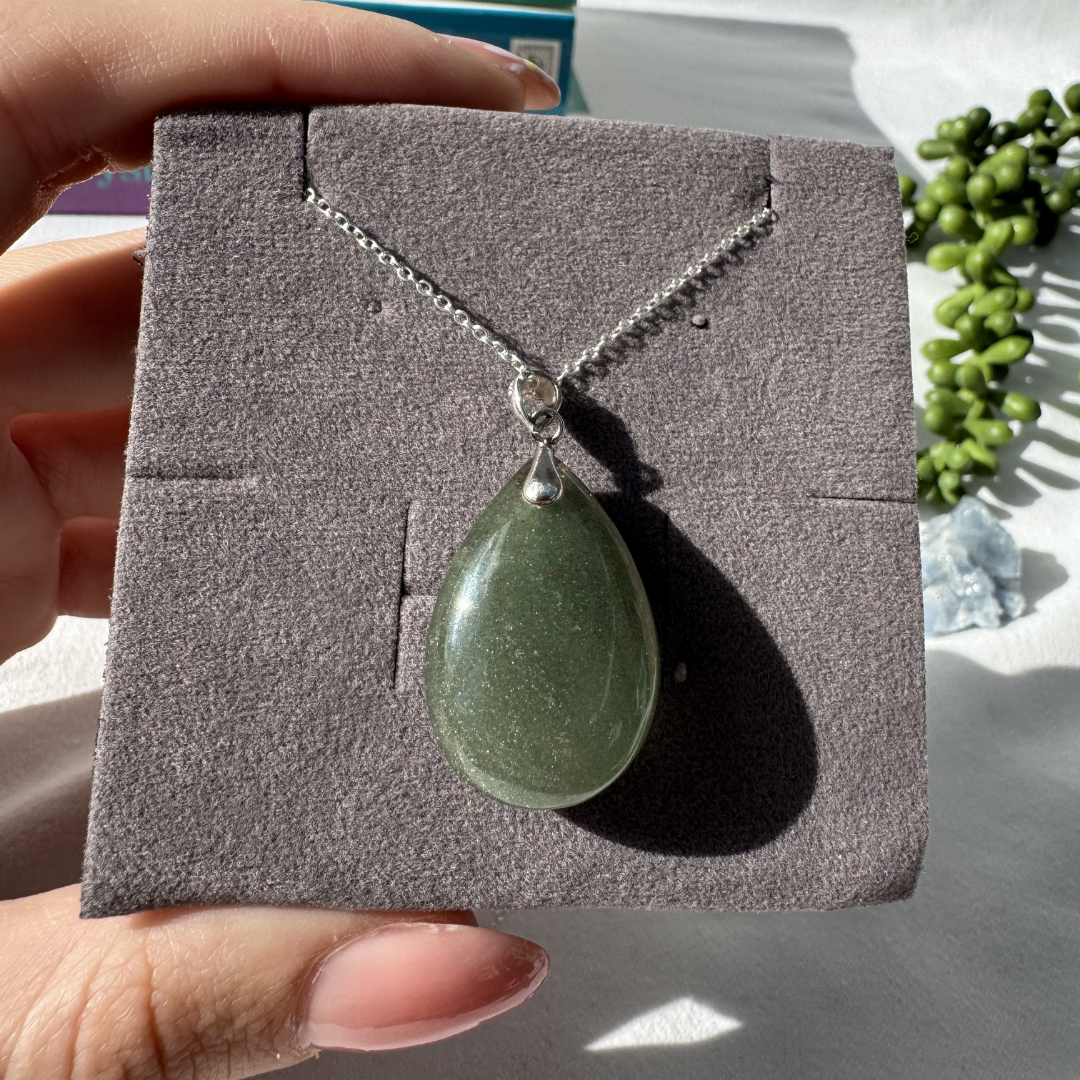 Garden Quartz Teardrop Sterling Silver Necklace