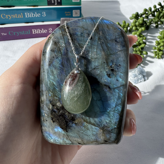 Garden Quartz Teardrop Sterling Silver Necklace