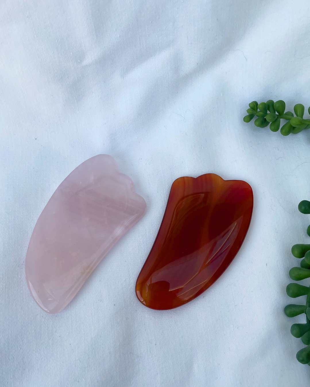 Crystal Gua Shas | Rose Quartz + Carnelian