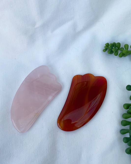 Crystal Gua Shas | Rose Quartz + Carnelian