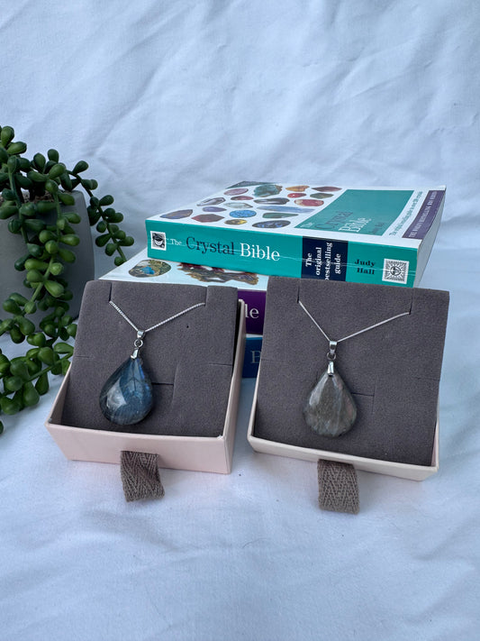 Labradorite Teardrop Sterling Silver Necklaces