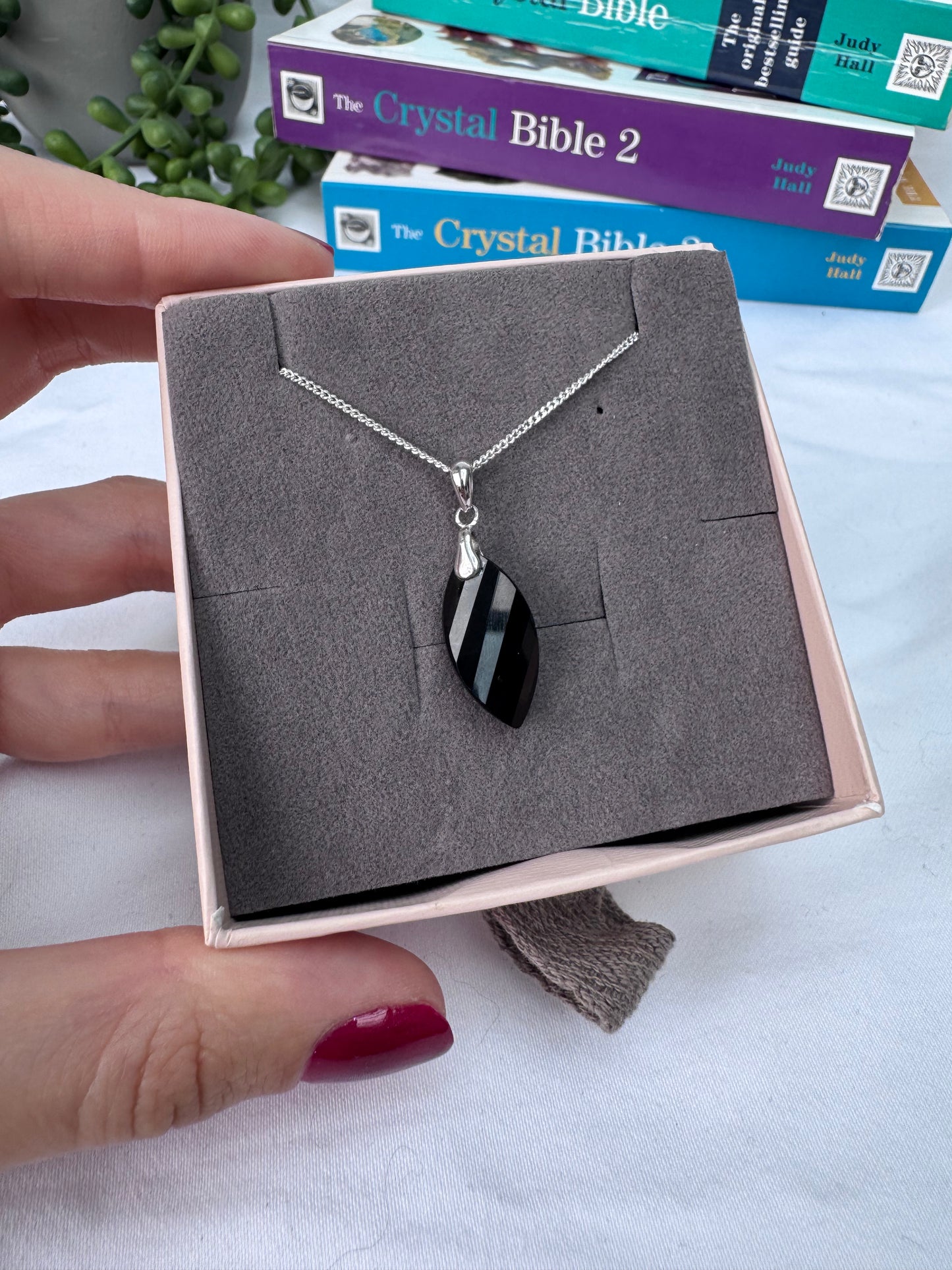 Black Agate Twist Sterling Silver Necklace