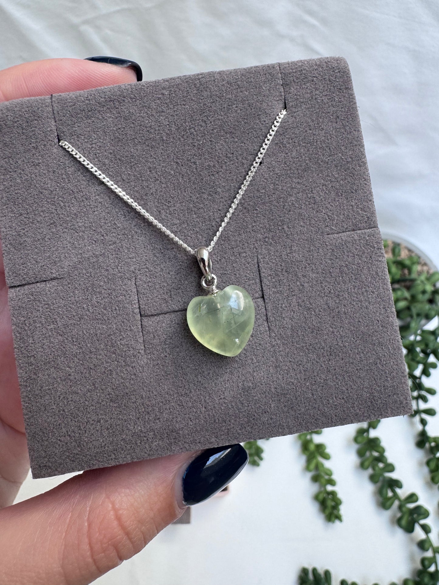 Prehnite A+ Grade Little Heart Necklace