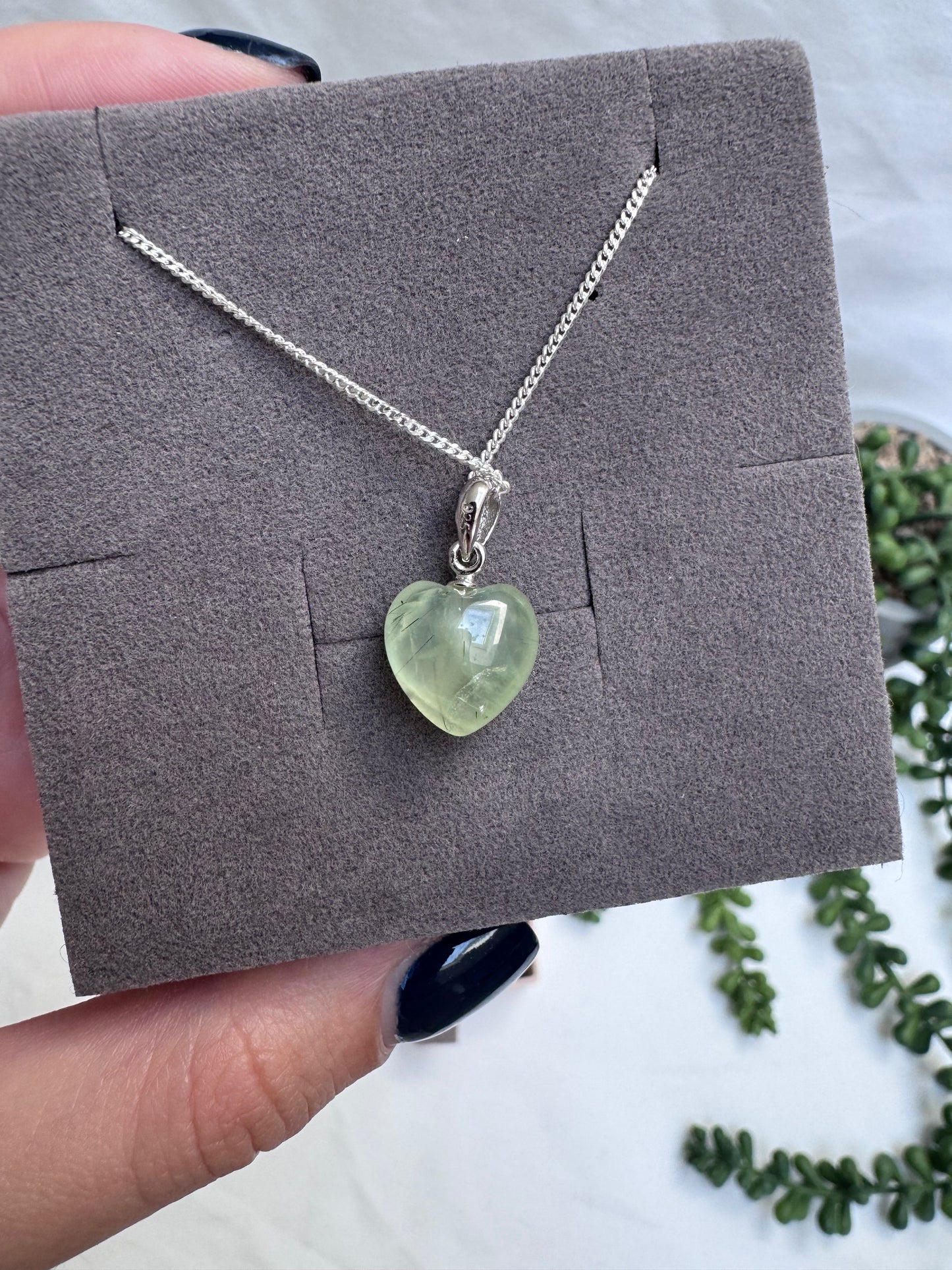 Prehnite A+ Grade Little Heart Necklace