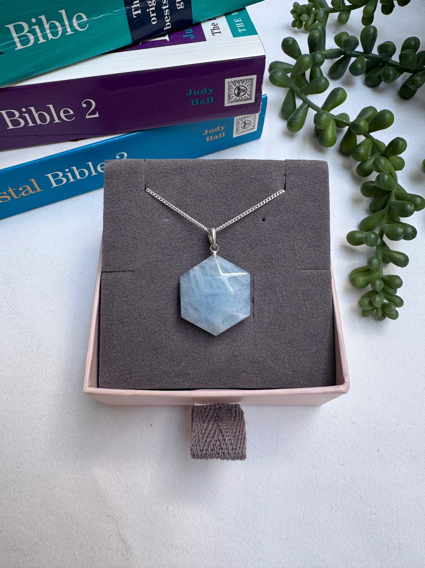 Aquamarine Hexagon Necklace