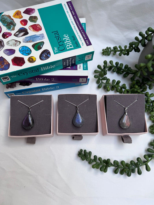 Labradorite Teardrop Sterling Silver Necklaces