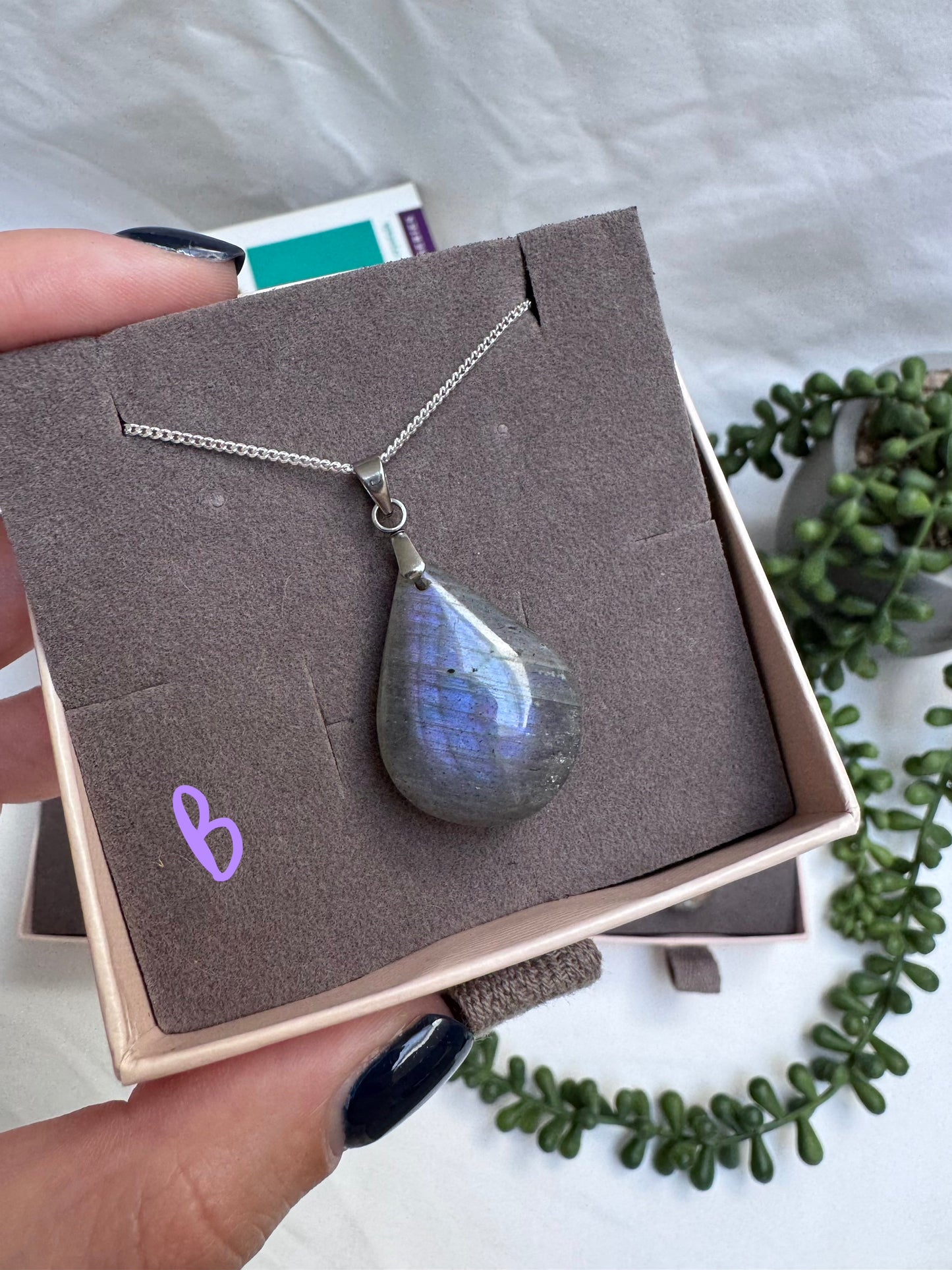 Labradorite Teardrop Sterling Silver Necklaces