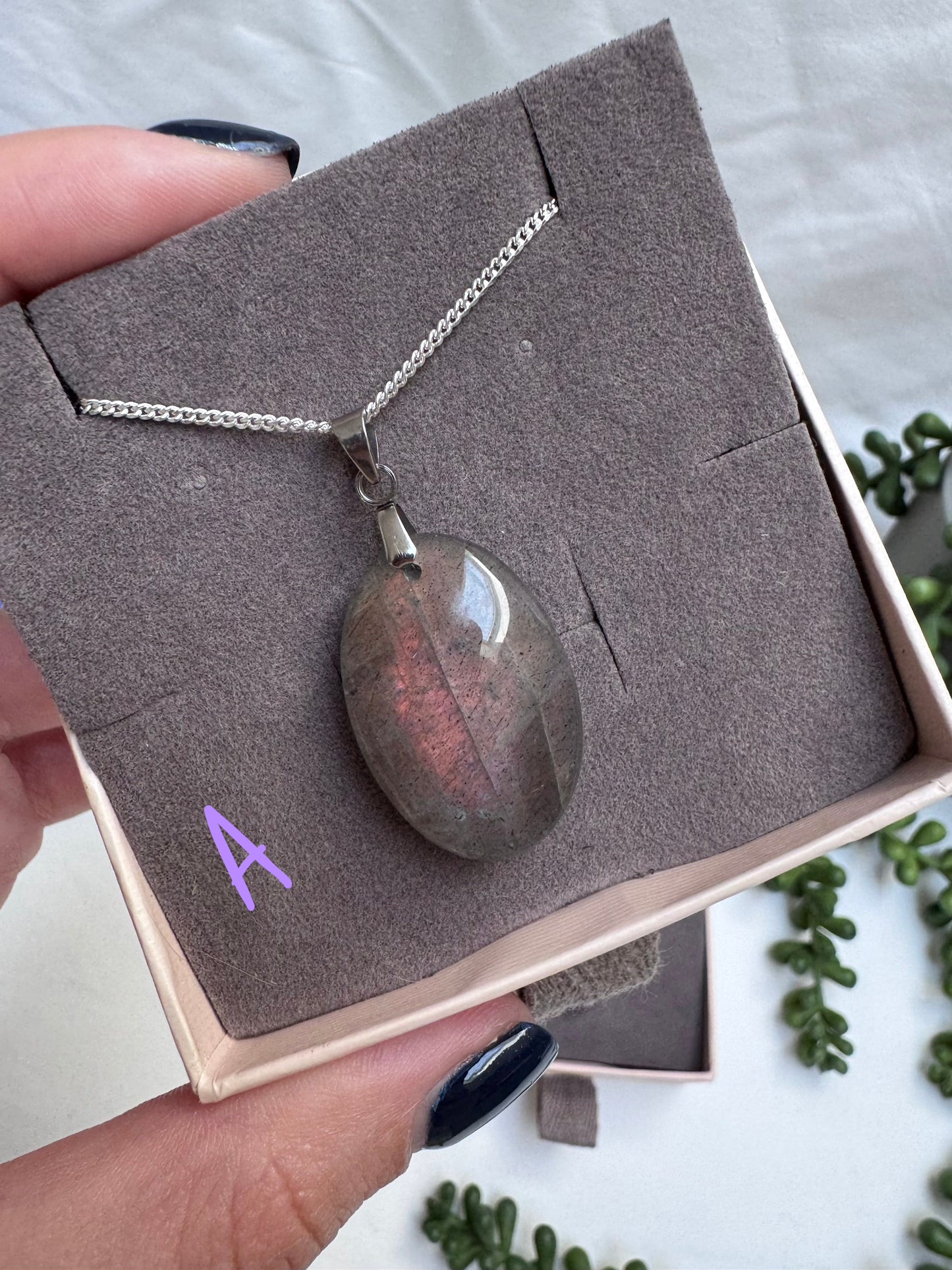 Labradorite Oval Sterling Silver Necklaces