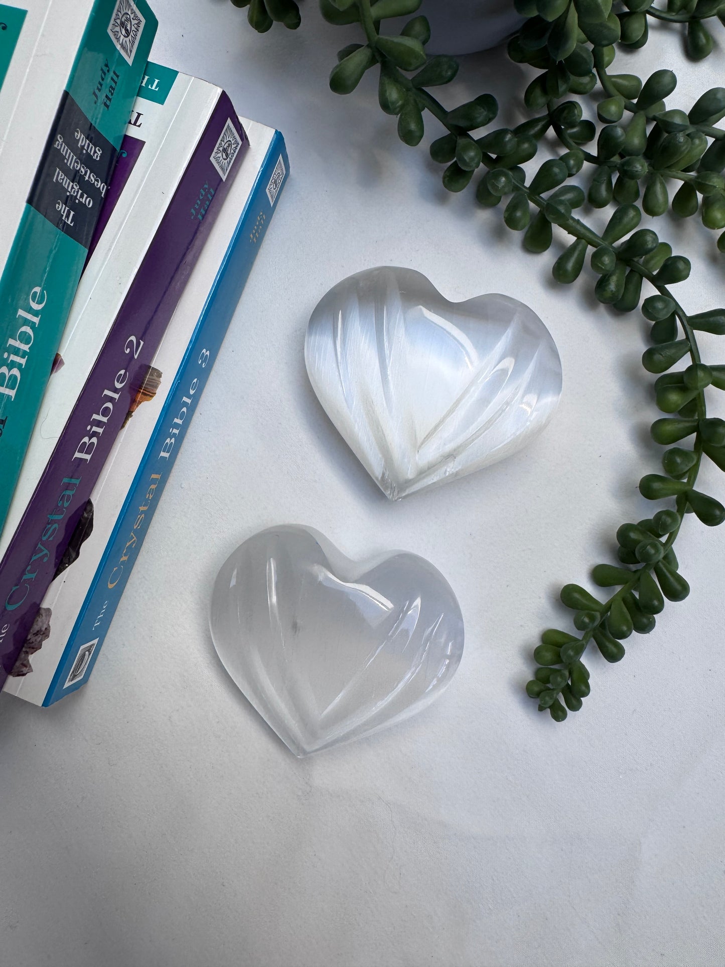 Selenite Shell Hearts
