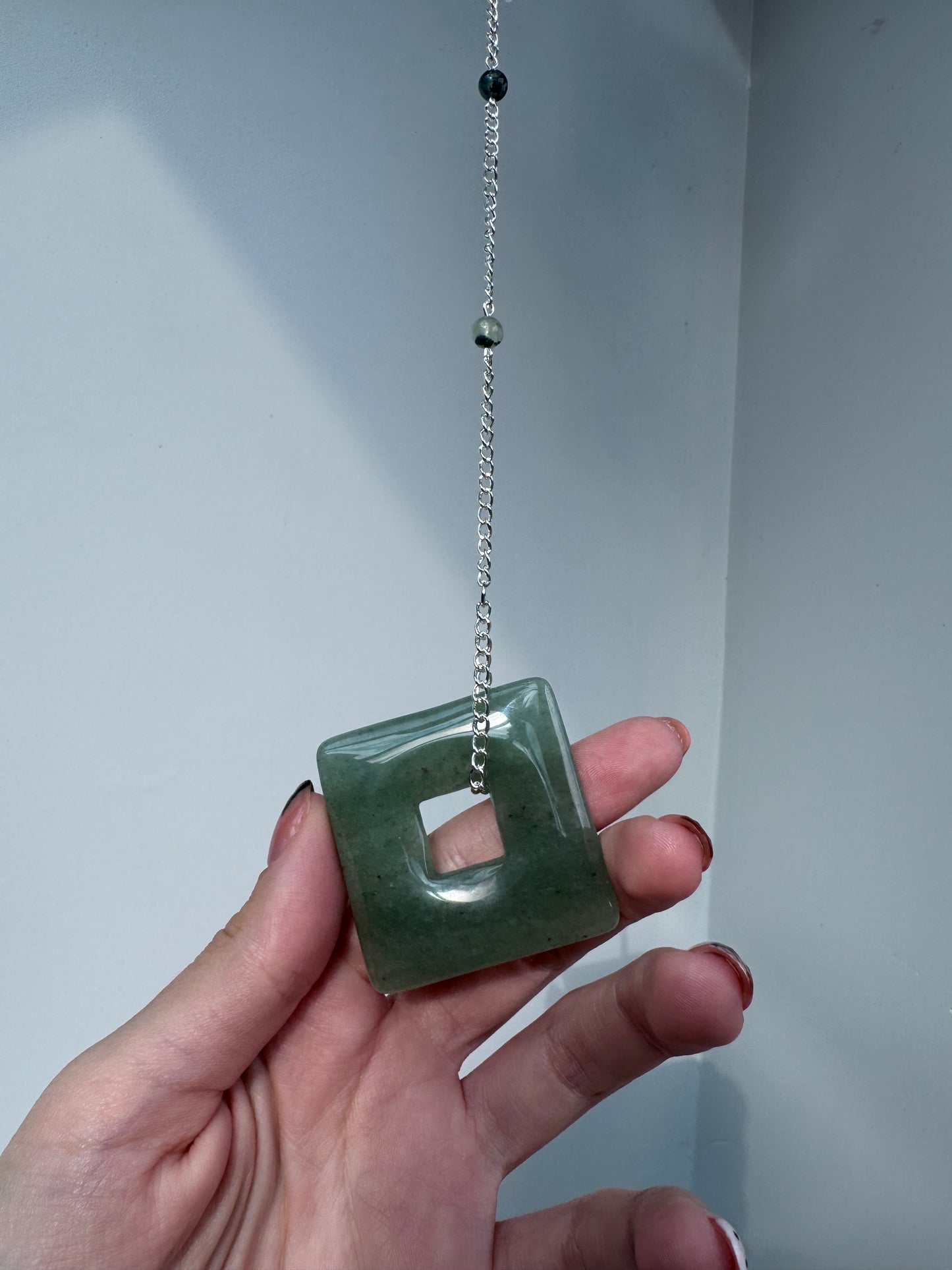 Selenite Egg + Aventurine Suncatcher | Handmade Crystal Wall Hanging