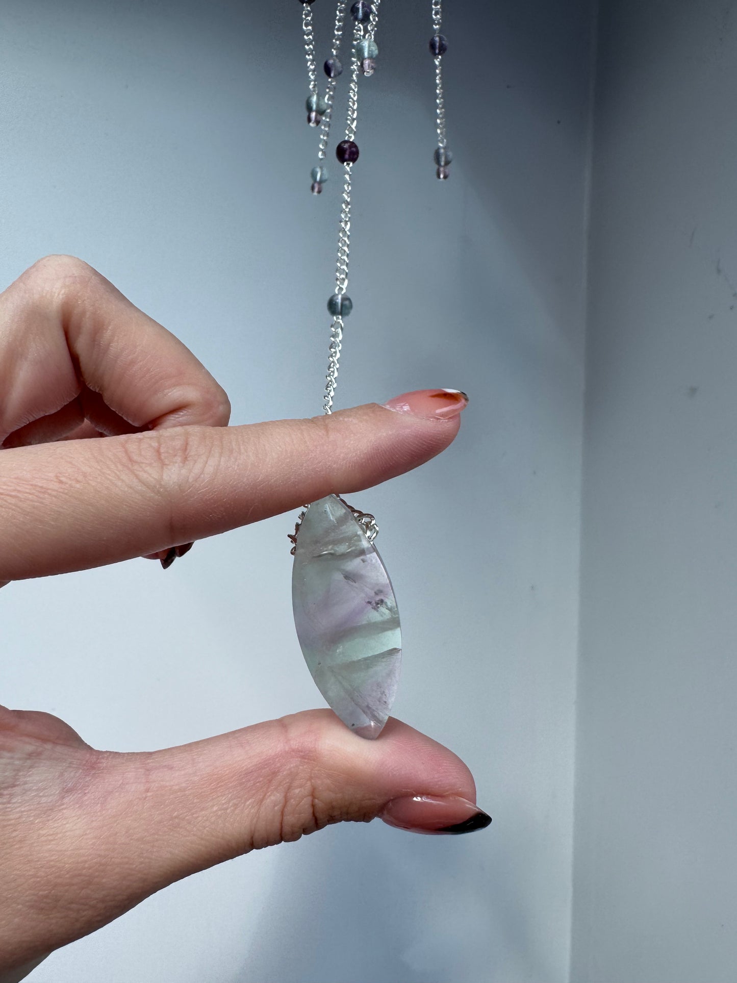 Lepidolite + Fluorite Suncatcher | Handmade Crystal Wall Hanging