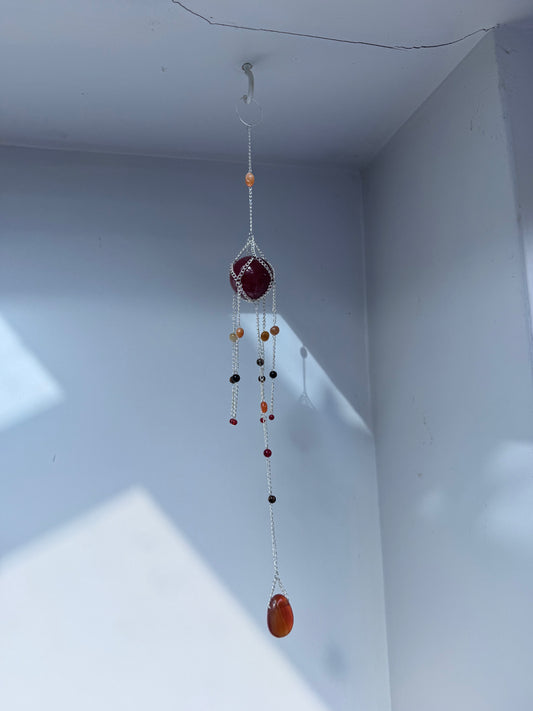 Carnelian Suncatcher | Handmade Crystal Wall Hanging