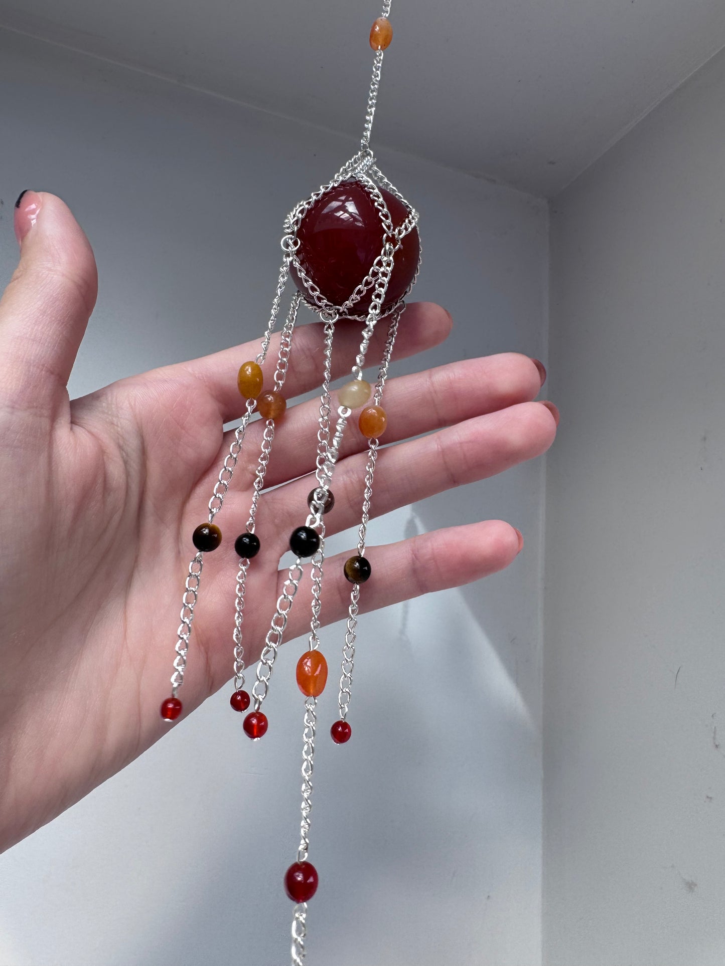 Carnelian Suncatcher | Handmade Crystal Wall Hanging