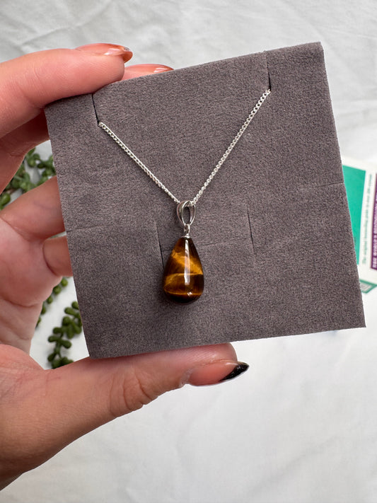 A+ Grade Pear Drop Tigers Eye Necklace
