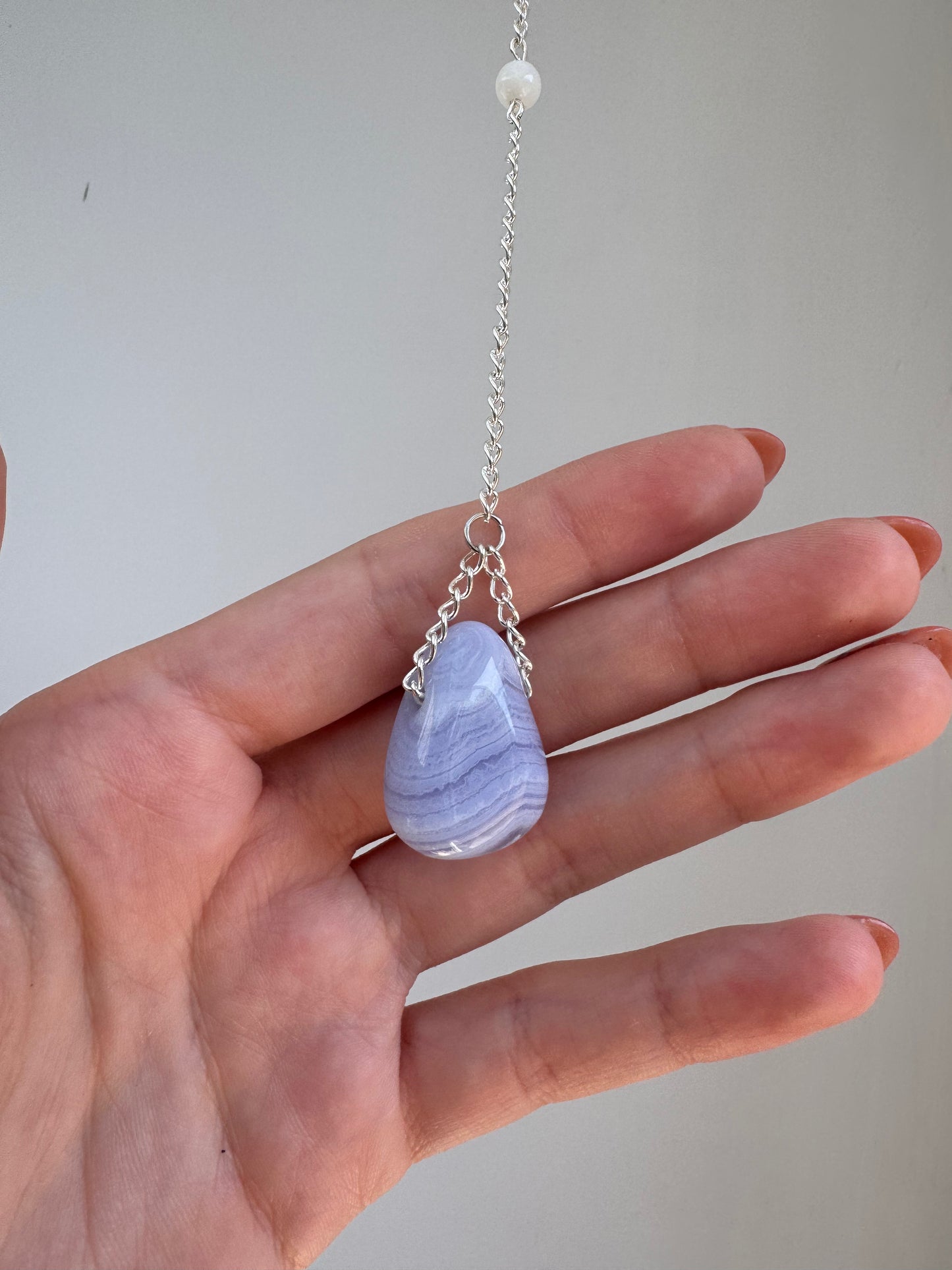 Selenite + Blue Lace Agate + Rose Quartz Suncatcher | Handmade Crystal Wall Hanging