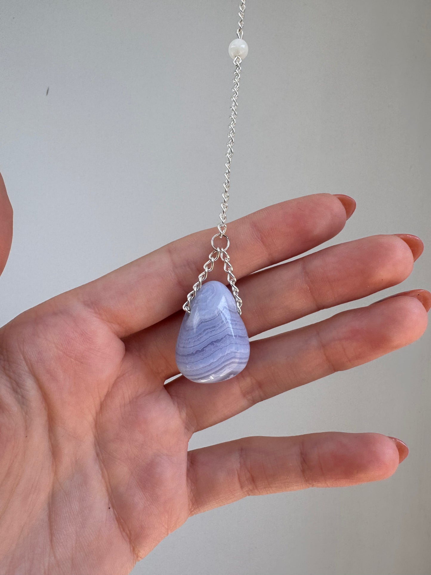 Selenite + Blue Lace Agate + Rose Quartz Suncatcher | Handmade Crystal Wall Hanging