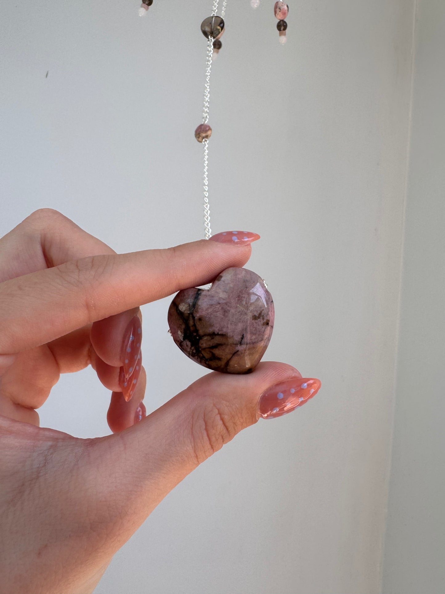 Rhodonite Suncatcher | Handmade Crystal Wall Hanging