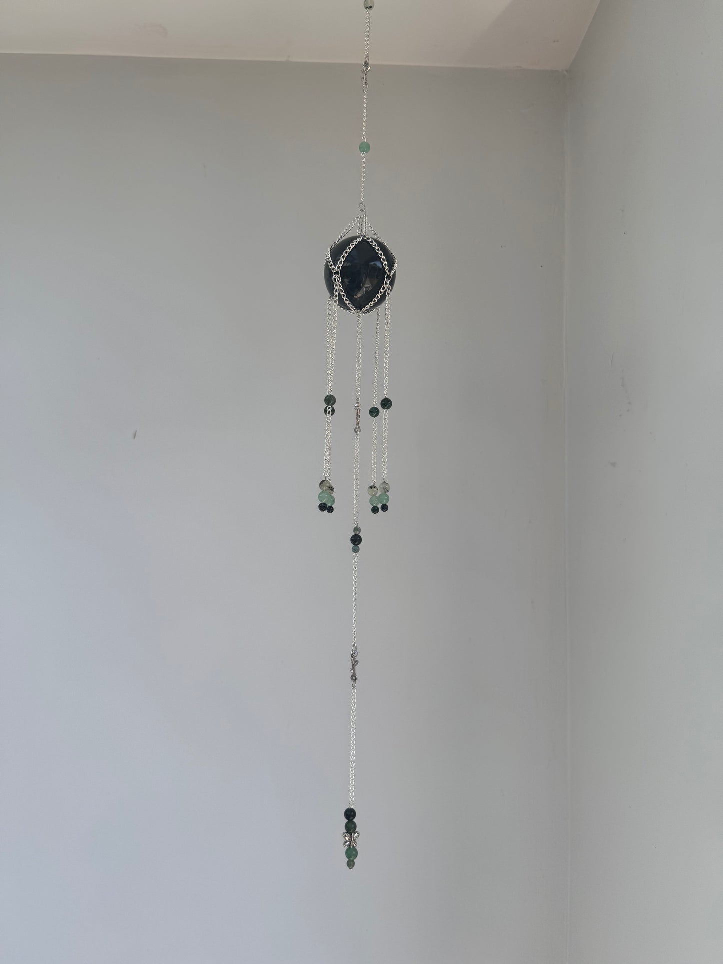 Moss agate Suncatcher | Handmade Crystal Wall Hanging
