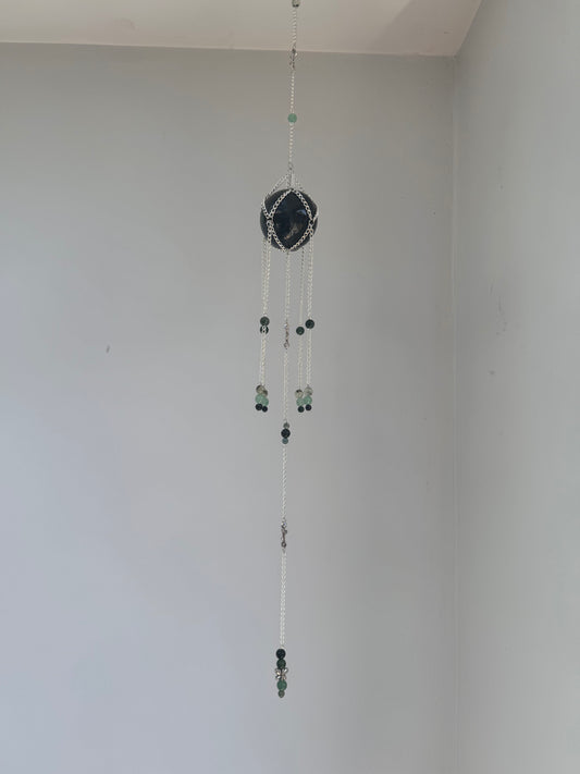 Moss agate Suncatcher | Handmade Crystal Wall Hanging