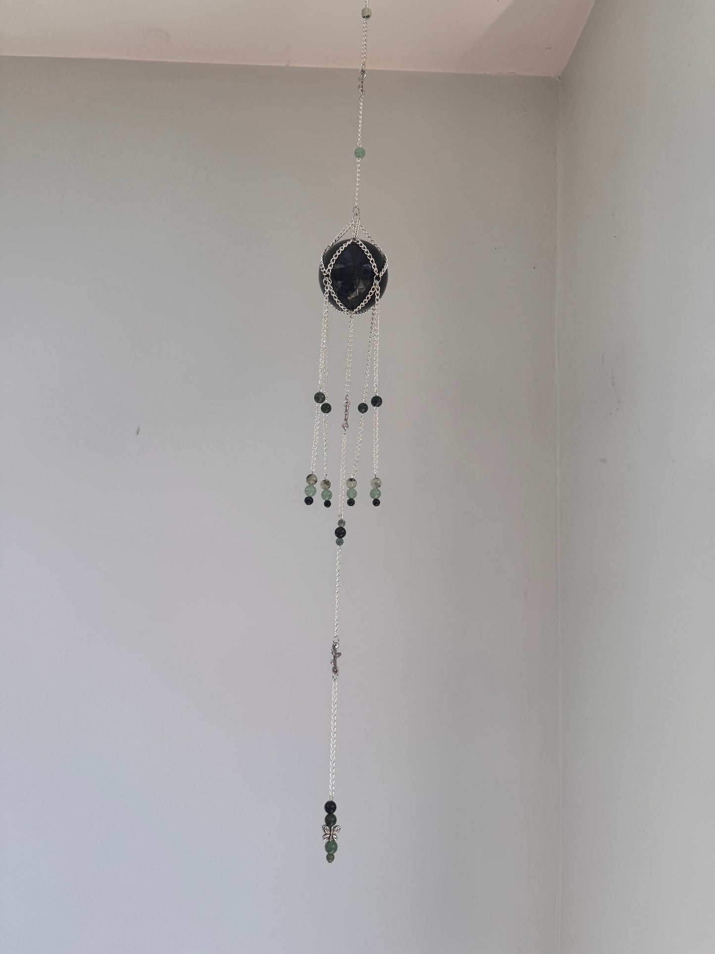 Moss agate Suncatcher | Handmade Crystal Wall Hanging