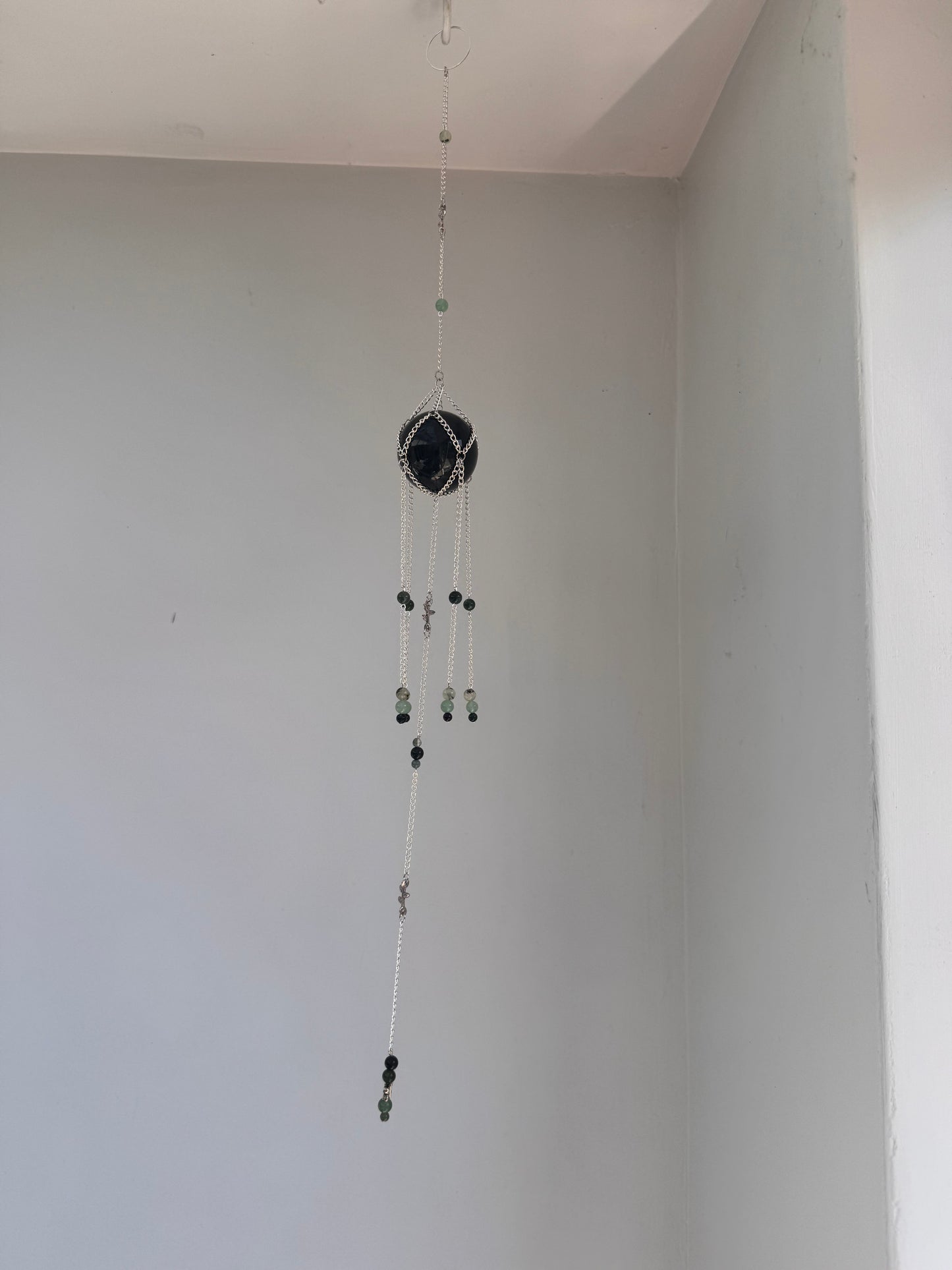 Moss agate Suncatcher | Handmade Crystal Wall Hanging