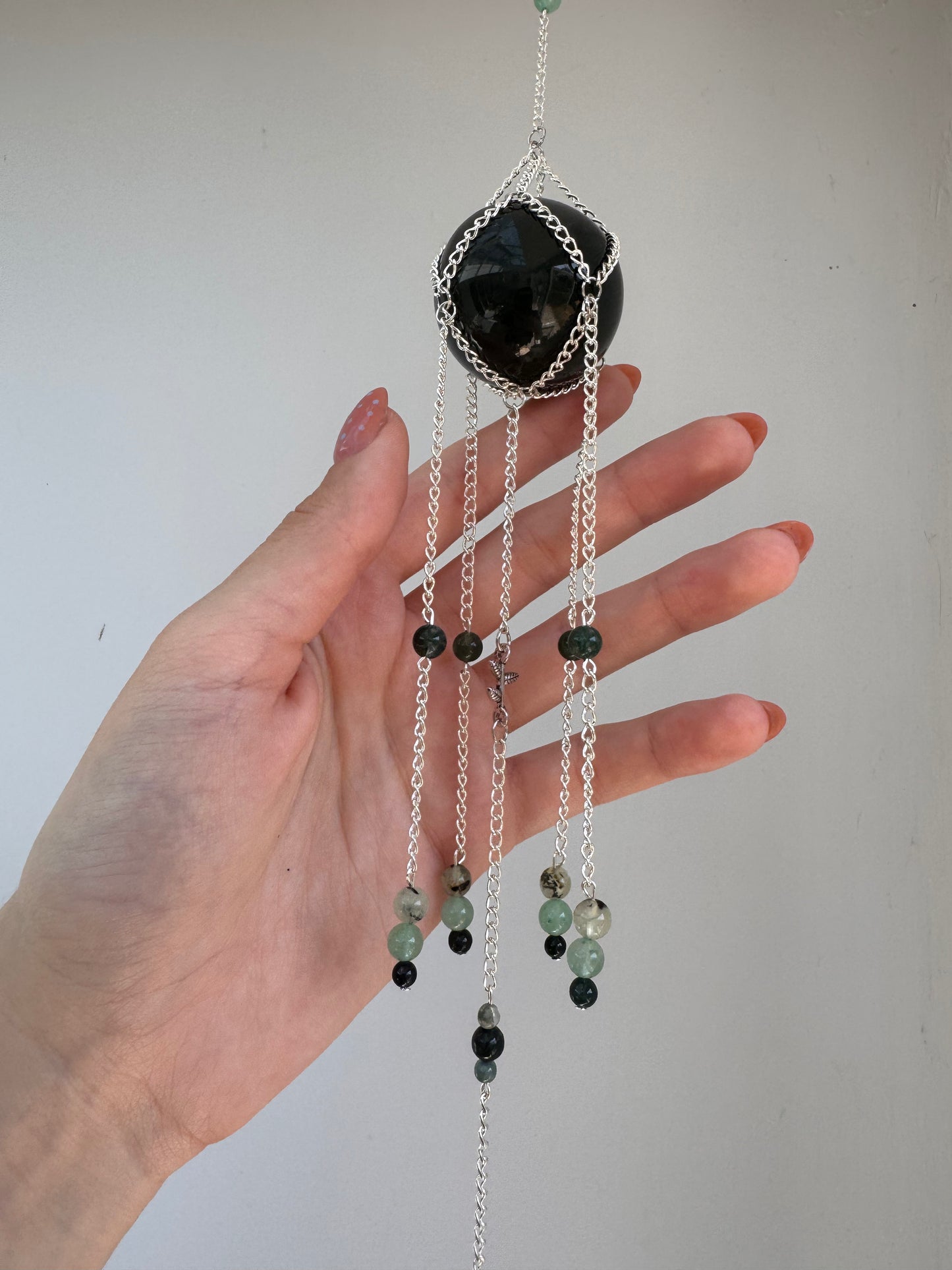 Moss agate Suncatcher | Handmade Crystal Wall Hanging