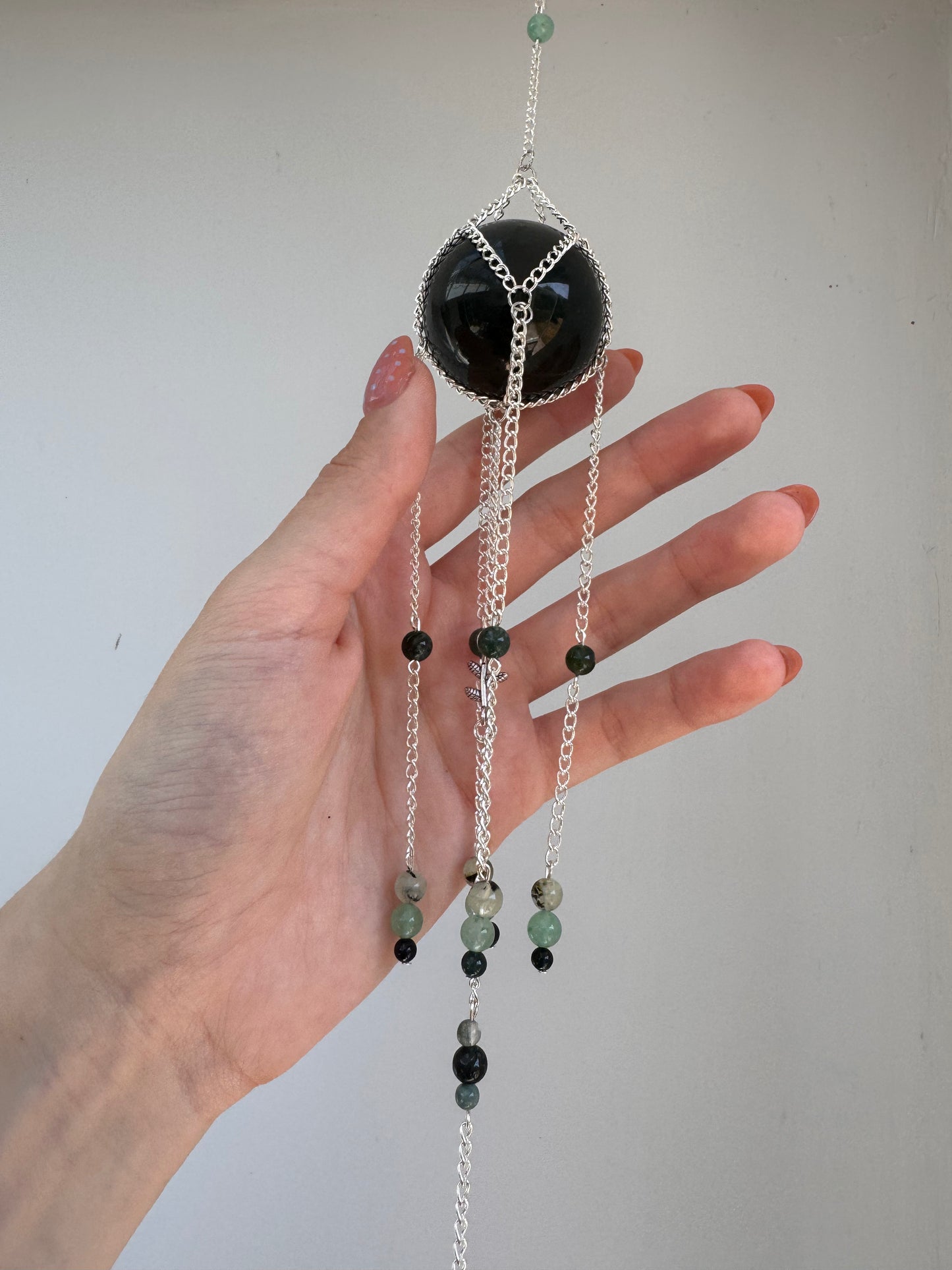 Moss agate Suncatcher | Handmade Crystal Wall Hanging