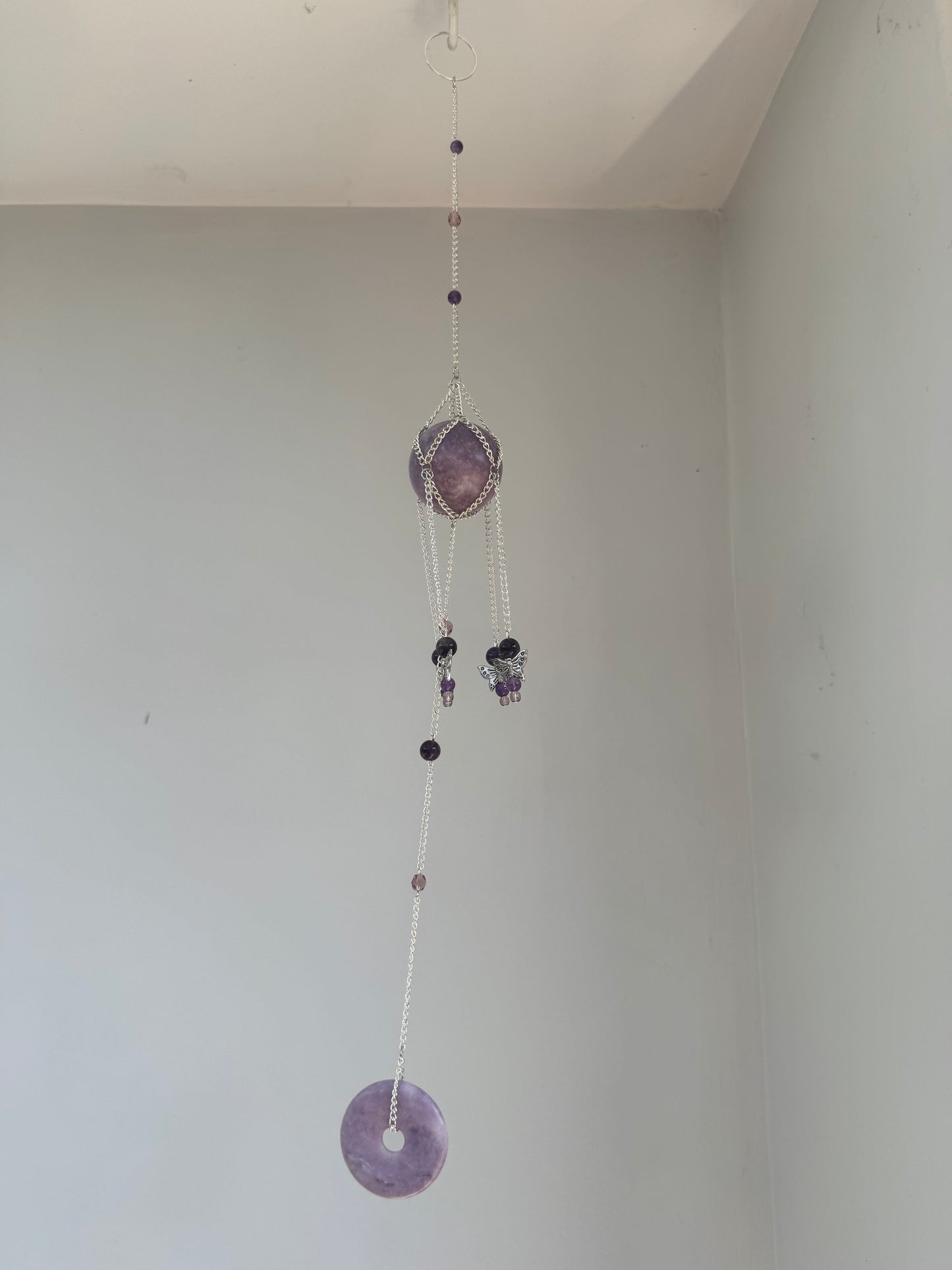 Lepidolite Suncatcher | Handmade Crystal Wall Hanging