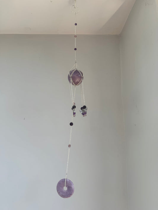 Lepidolite Suncatcher | Handmade Crystal Wall Hanging