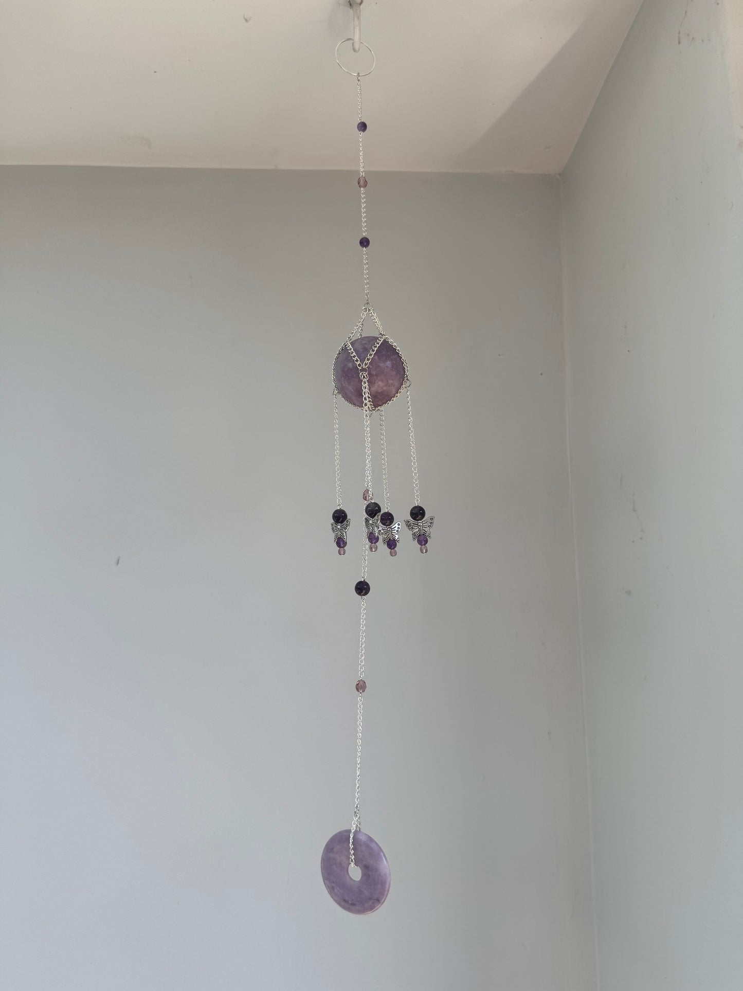 Lepidolite Suncatcher | Handmade Crystal Wall Hanging