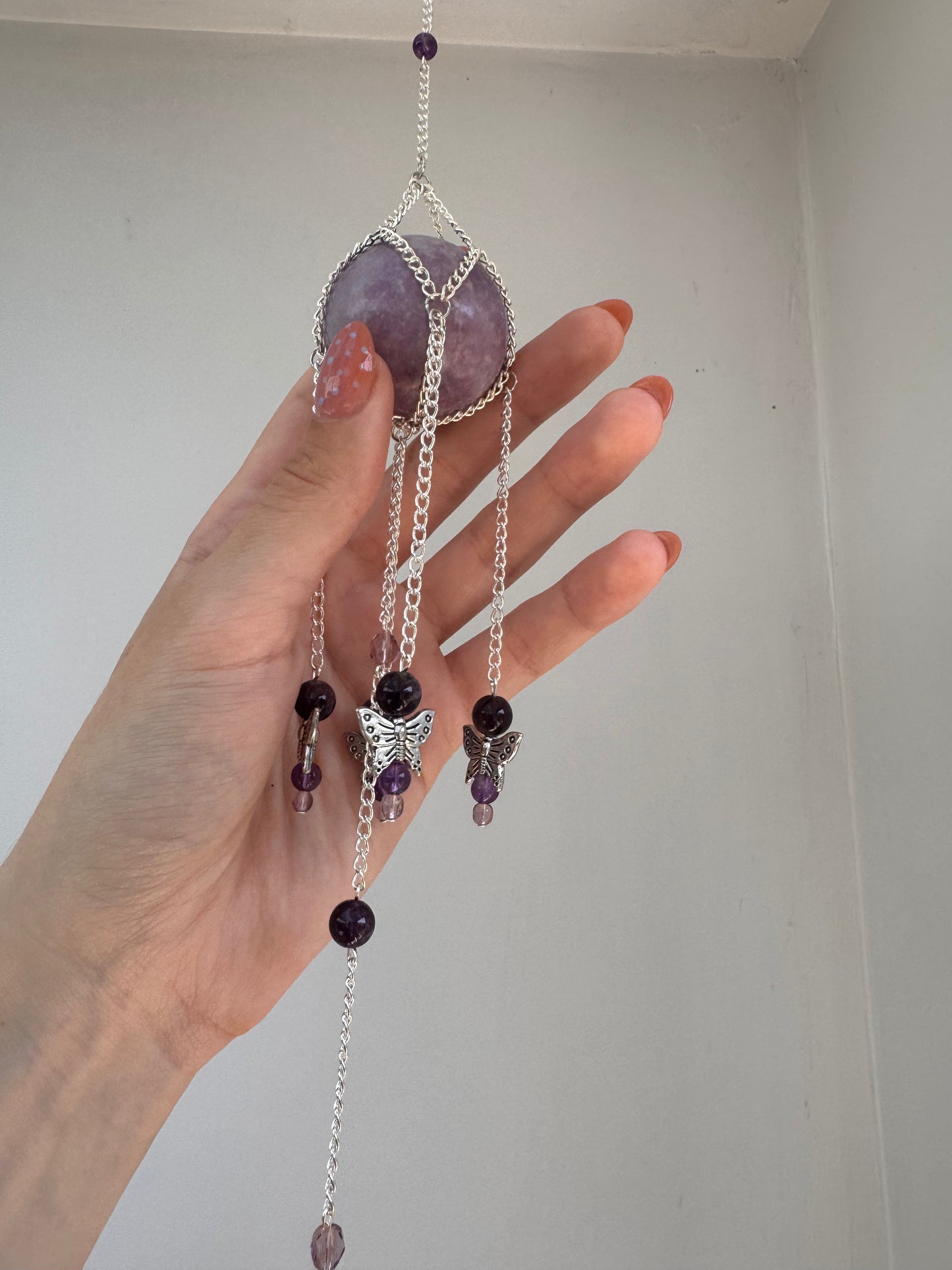 Lepidolite Suncatcher | Handmade Crystal Wall Hanging