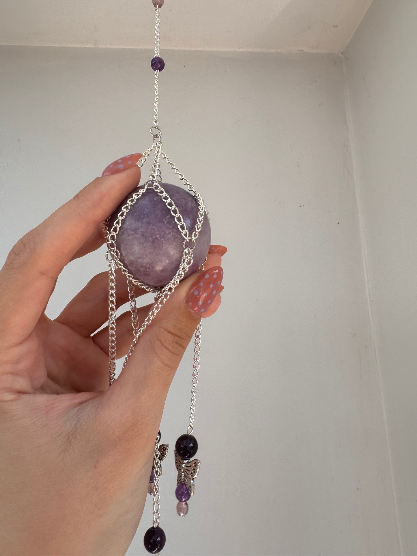 Lepidolite Suncatcher | Handmade Crystal Wall Hanging