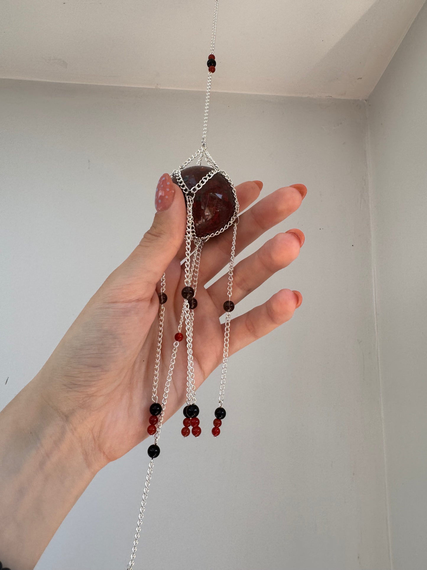 Red Jasper Suncatcher | Handmade Crystal Wall Hanging