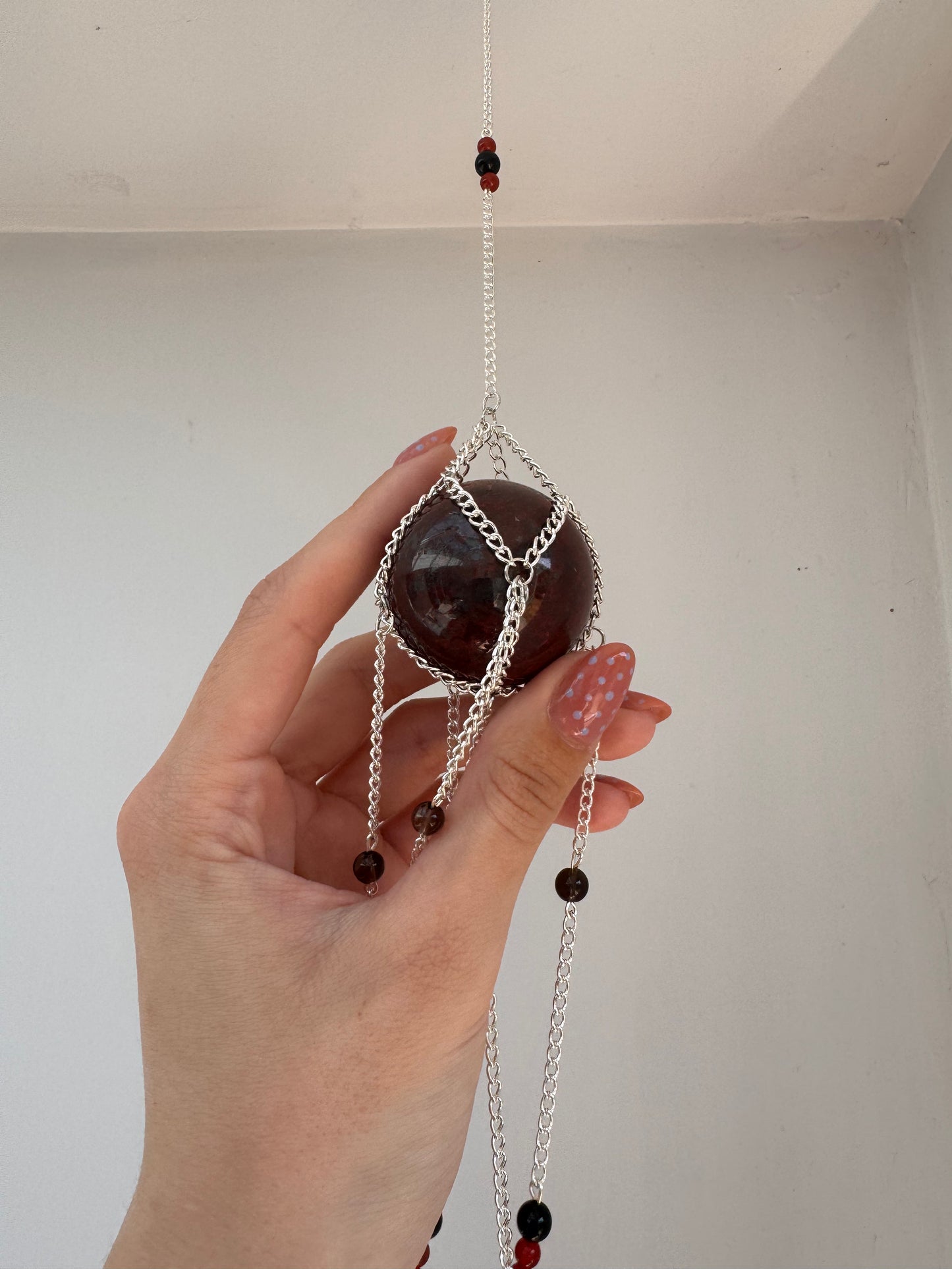 Red Jasper Suncatcher | Handmade Crystal Wall Hanging