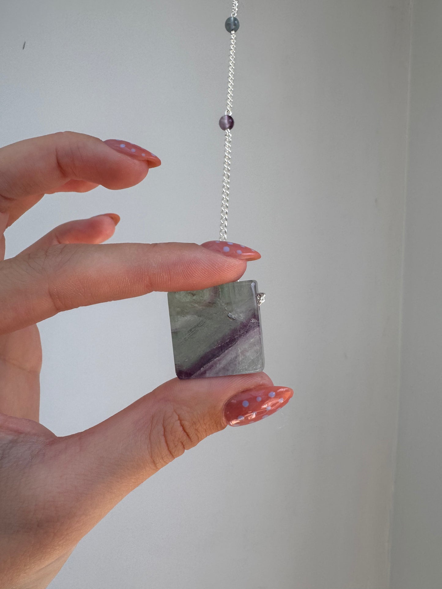 Lepidolite + Fluorite Suncatcher | Handmade Crystal Wall Hanging
