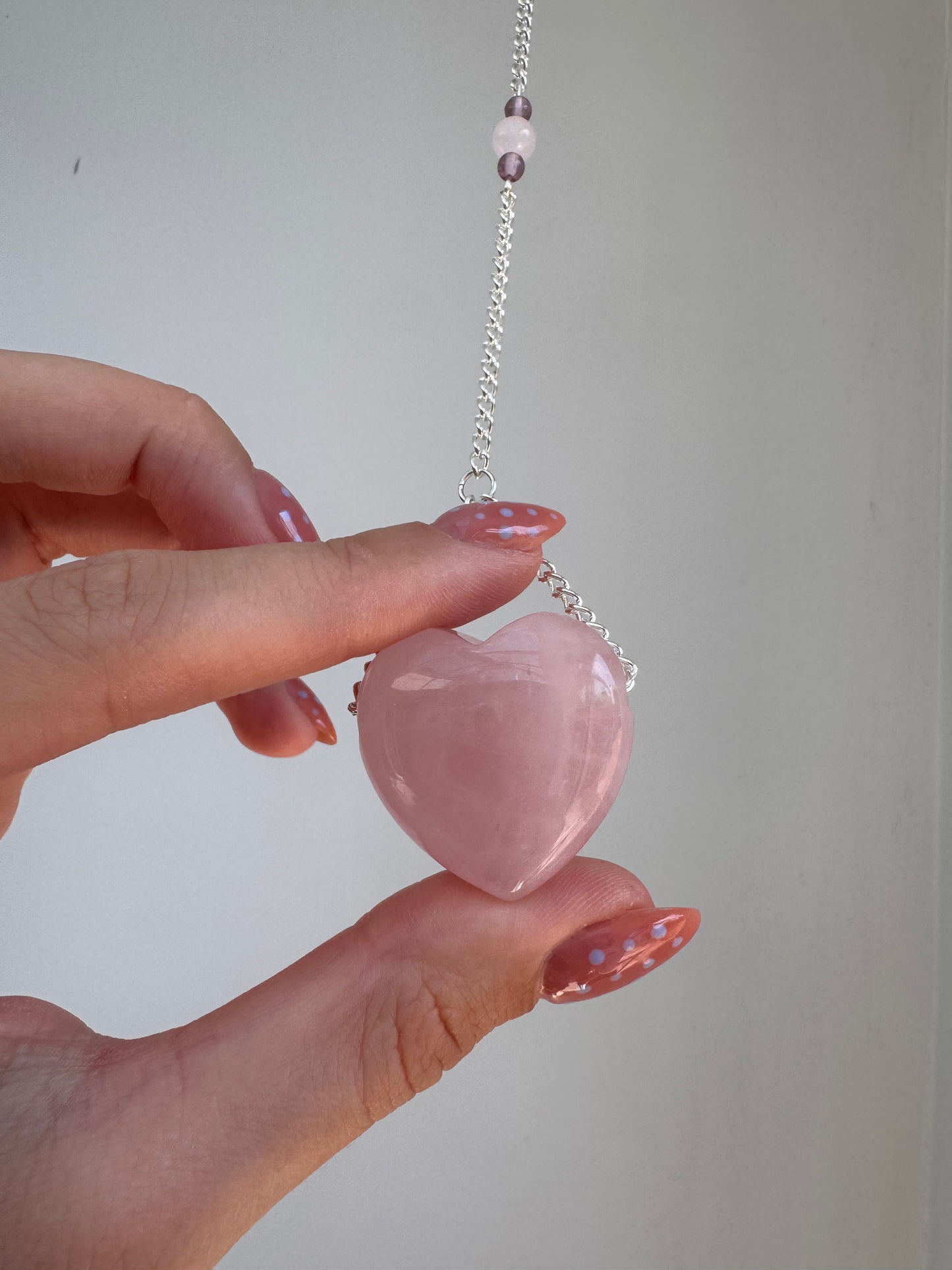 Rose Quartz + Heart Suncatcher | Handmade Crystal Wall Hanging