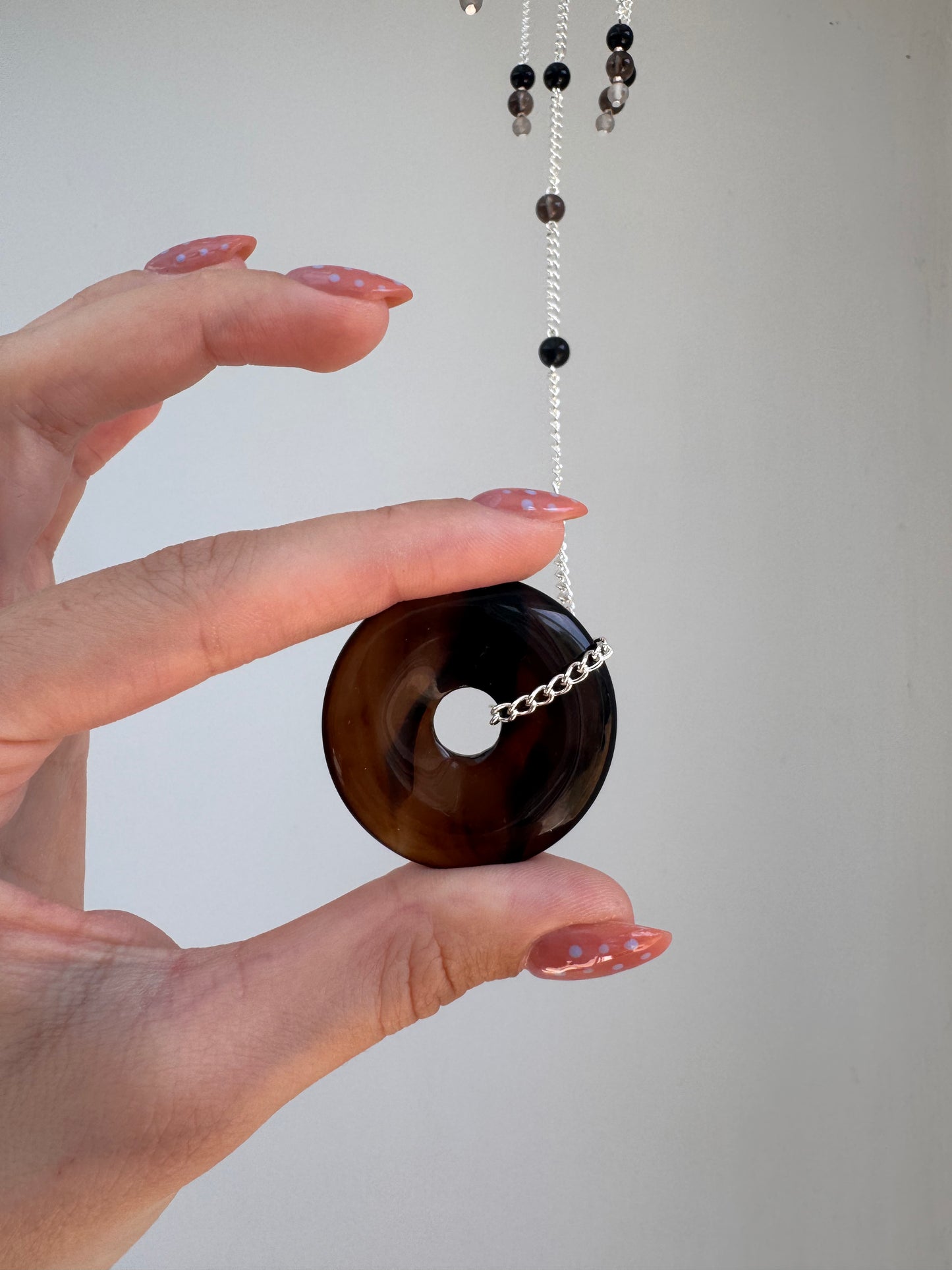 Obsidian + Agate Disc Suncatcher | Handmade Crystal Wall Hanging