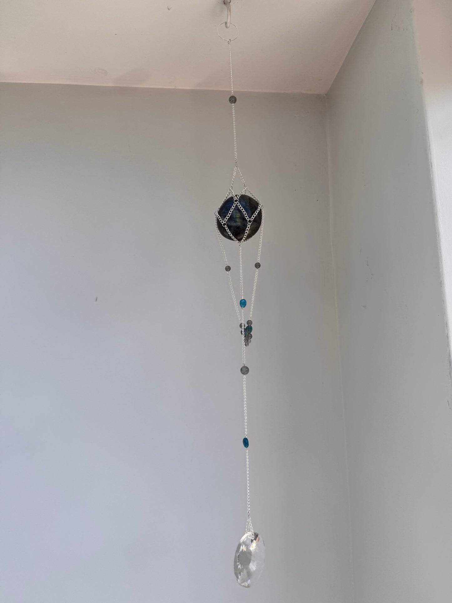 Labradorite + Crystal Suncatcher | Handmade Crystal Wall Hanging