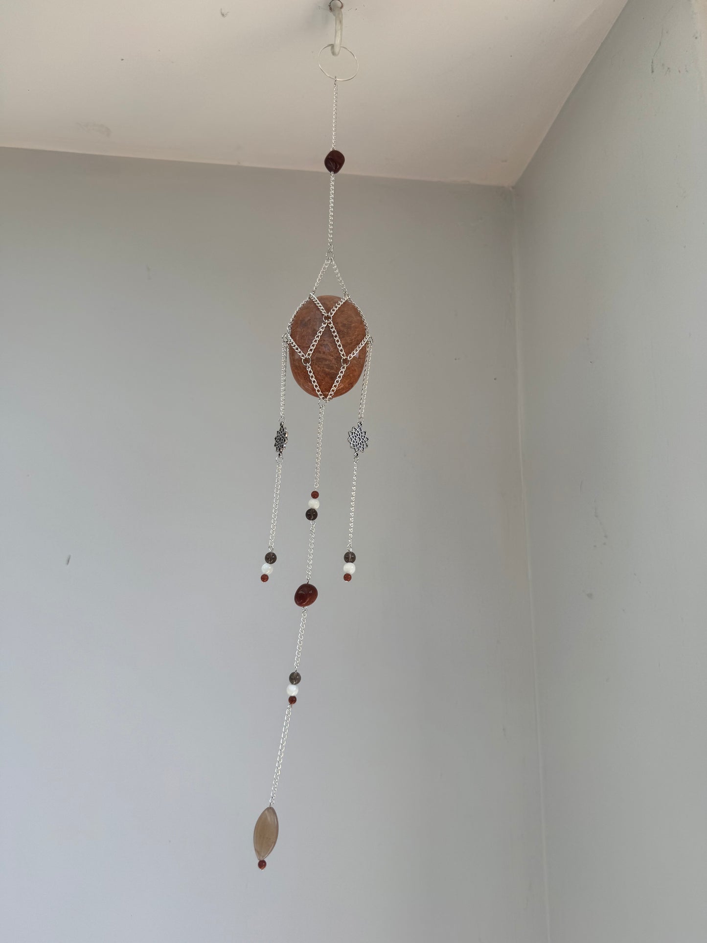 Peach Moonstone Suncatcher | Handmade Crystal Wall Hanging