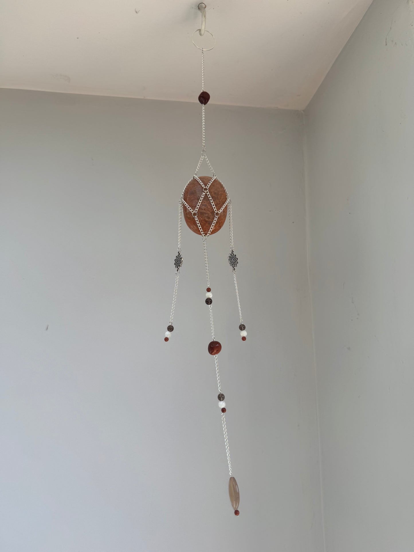 Peach Moonstone Suncatcher | Handmade Crystal Wall Hanging