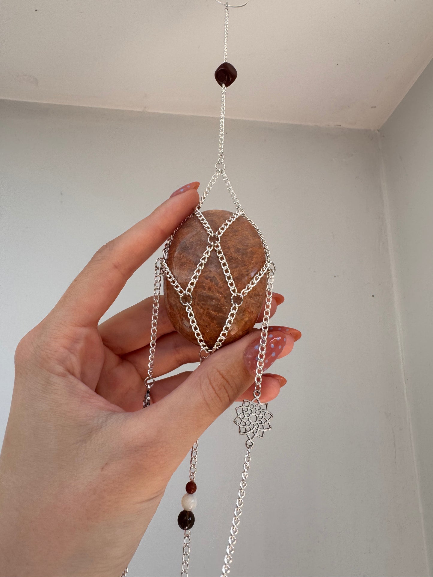 Peach Moonstone Suncatcher | Handmade Crystal Wall Hanging